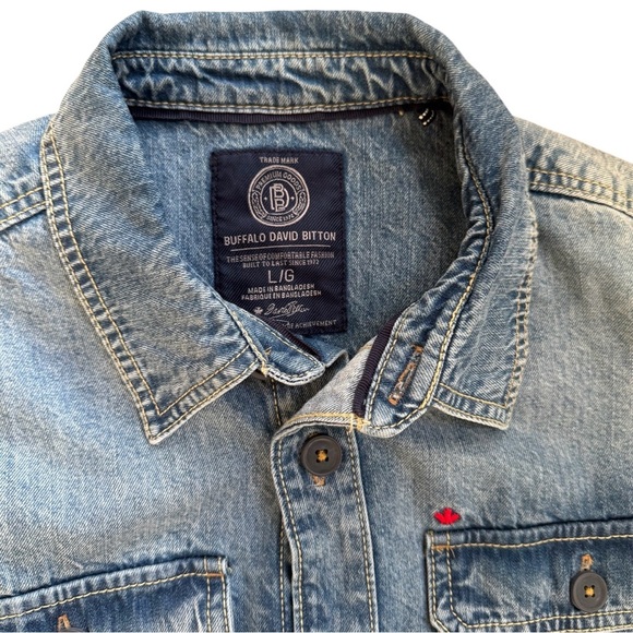 Buffalo David Bitton Jeremy Bleached & Blast Denim Shirt | Men’s‎ Size L Large - Picture 5 of 11